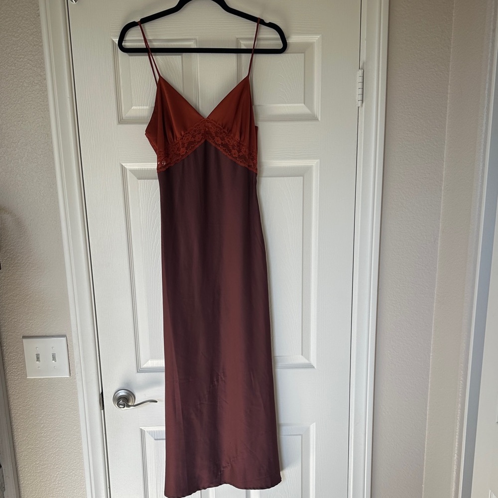 Beige Botany Lace Detail Slip Dress
